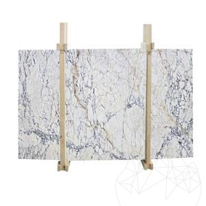 Arabescato Bookmatch csiszolt márványlap, 2 cm - áttetsző