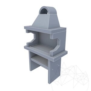 Nagy mediterrán kerti grill polccal (faszén/fa, 153x75x210 cm, 950 kg, természetes kő Vratza, tégla)