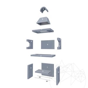 Nagy mediterrán kerti grill polccal (faszén/fa, 153x75x210 cm, 950 kg, természetes kő Vratza, tégla)