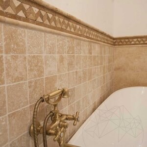 Klasszikus travertin M1 profil, 2 x 2 x 30,5 cm