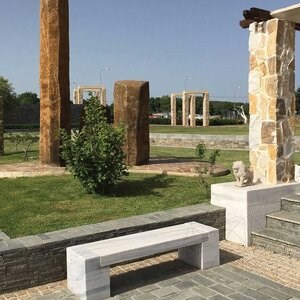 Kavala márvány kerti pad, 165 x 40 x 40 cm