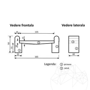 Romano Travertin kerti pad, 165 x 40 x 50 cm