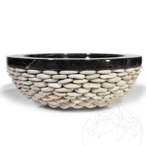 Fürdőszoba Mosogató Márvány Matia Fekete Kavics, 40 x 12 cm