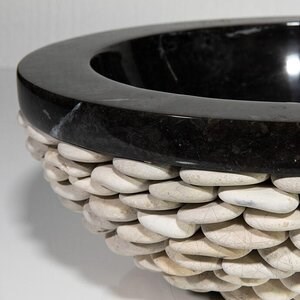 Fürdőszoba Mosogató Márvány Matia Fekete Kavics, 40 x 12 cm