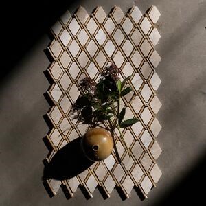 Bézs márvány és sárga labirintus travertin polírozott mozaik, 30,5 x 30,5 cm