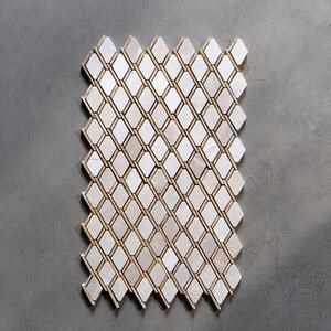 Bézs márvány és sárga labirintus travertin polírozott mozaik, 30,5 x 30,5 cm