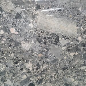 Marmura Breccia Fekete polírozott lemez, 2 cm
