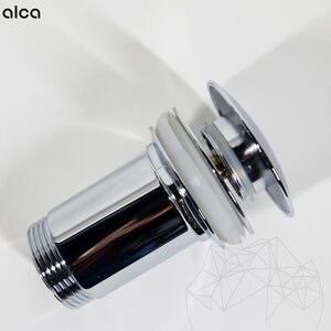 Click Clack fürdőszobai mosogató hulladék Alca Plast, 5/4 hüvelykes, fém, túlfolyóval, nagy dugó
