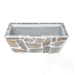 Rusztikus beton ültető, 100x50 cm - Rhodos poligonális kővel burkolva | Ideális virágok számára a kertben, teraszon