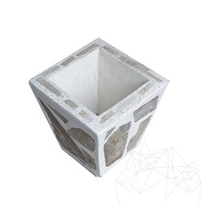 Rusztikus beton ültető 30x40 cm - Rhodos poligonális kővel burkolva | Ideális virágoknak a kertben, teraszon és sikátorban