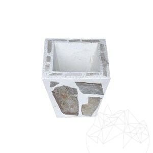 Rusztikus beton ültető 30x40 cm - Rhodos poligonális kővel burkolva | Ideális virágoknak a kertben, teraszon és sikátorban