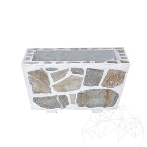 Rusztikus beton ültető, 30x60 cm - Rhodos poligonális kővel burkolva | Ideális virágoknak a kertben, teraszon és sikátorban