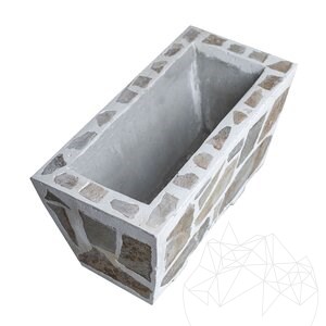 Rusztikus beton ültető, 30x60 cm - Rhodos poligonális kővel burkolva | Ideális virágoknak a kertben, teraszon és sikátorban