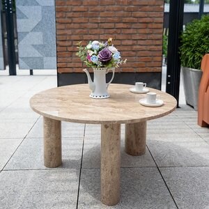 Latte travertin kávéautográf asztal