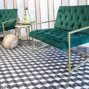 Bianco Carrara, Kleopátra, Nero Marquina Mix Cube Design Honed Marble Mosaic, Becsiszolt márvány mozaik