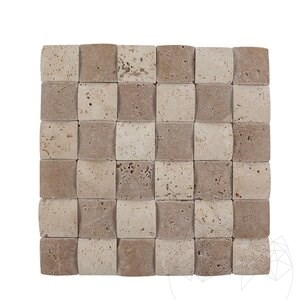 Classic & Noce Tumbled Travertine 3D Párnamozaik, 5 x 5 cm