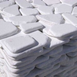 Thassos Tumbled Poligonal Marble, 2 cm
