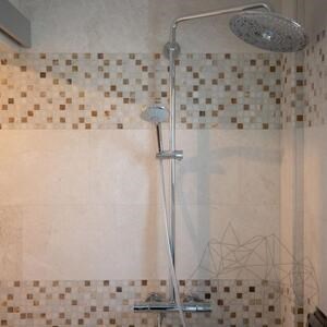 Honey Onyx White & Emperador Polished Marble Mix mozaik, 2.3 x 2.3 cm