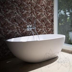 Rosso Levanto halszálkás csiszolt márványmozaik