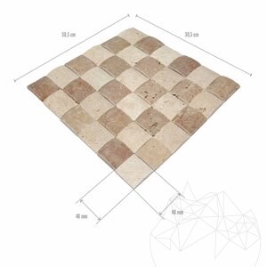 Classic & Noce Tumbled Travertine 3D Párnamozaik, 5 x 5 cm