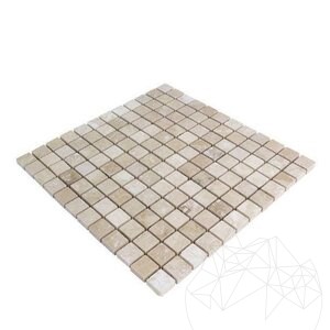 Klasszikus csiszolt travertin mozaik, 2.3 x 2.3 cm