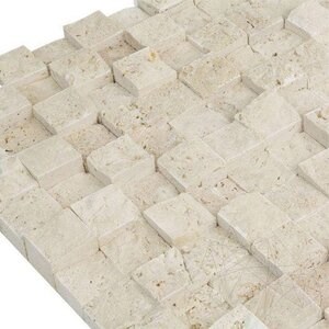 Klasszikus osztott felületű travertin 3D mozaik, 2.5 x 2.5 cm