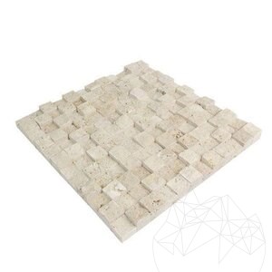 Klasszikus osztott felületű travertin 3D mozaik, 2.5 x 2.5 cm