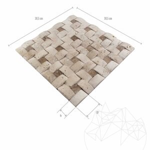 Klasszikus és Latte Tumbled Travertin 3D Konkav mozaik