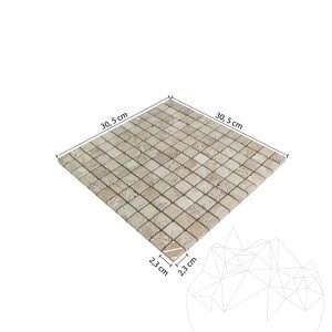 Latte Tumbled Travertin Mozaik, 2.3 x 2.3 cm