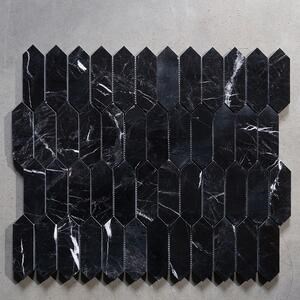 Fekete márvány polírozott oszlopmozaik 30.5 x 28 cm