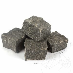 Antracit hasított felületű gránit macskakő, 10 x 10 x 5 cm