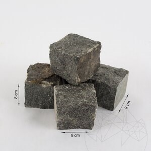 Antracit Splitface gránit macskakő, 8 x 8 x 8 cm, 1 tonna = 5-6 m2