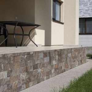 Slate Rusty Brown Natur, 10 cm x LL | Dekoratív kő - függőleges csempe, Kültéri-kültéri burkolat