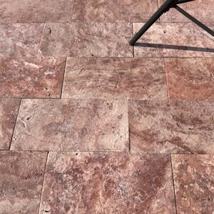 Vörös ópium keresztbe vágott csiszolt travertin 15.2 x 30.5 x 3 cm