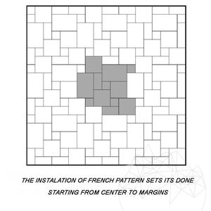 Klasszikus keresztbe vágott bukdácsolt travertin mini francia mintás készlet, 1 cm