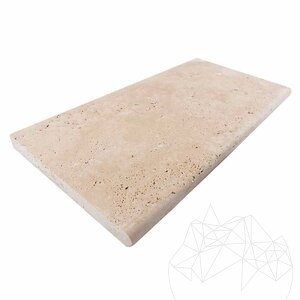 Classic Cross Cut Brushed + Bullnose 1L Travertin, 61 x 30.5 x 3 cm, Lépcső és medencetakaró