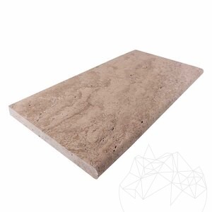 Latte Brushed & Bullnosed PREMIUM Travertin, 61 x 30.5 x 3 cm - Lépcsők / medenceburkolat