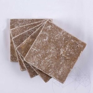 Noce Cross Cut Tumbled Travertin, 10 x 10 x 1 cm