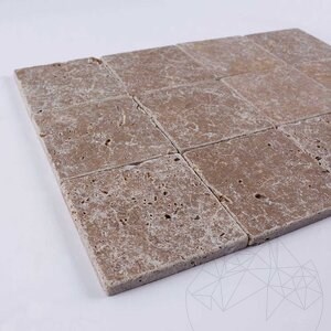 Noce Cross Cut Tumbled Travertin, 10 x 10 x 1 cm