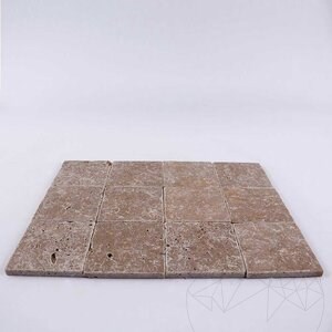 Noce Cross Cut Tumbled Travertin, 10 x 10 x 1 cm