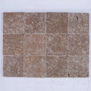 Noce Cross Cut Tumbled Travertin, 10 x 10 x 1 cm