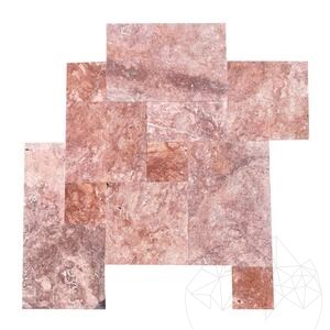 Red Opium Cross Cut Brushed Travertine francia mintás készlet 1,2 cm