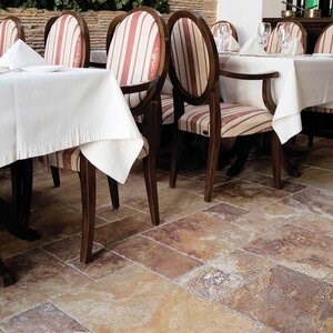 Peach Cross Cut Brushed & Chiseled Edge Travertine French Pattern Set, 1.2 cm
