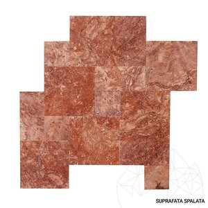 Vörös Opium Cross Cut Tumbled Travertin francia mintás készlet 1,2 cm