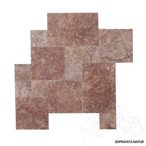 Vörös Opium Cross Cut Tumbled Travertin francia mintás készlet 1,2 cm