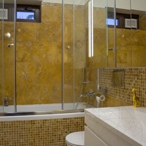 Sárga keresztmetszetű csiszolt travertin, 61 x 30,5 x 1,2 cm