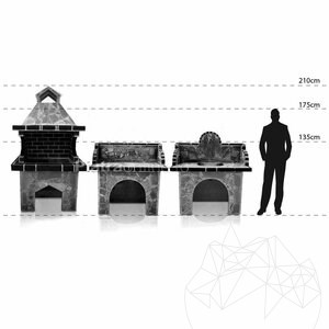 Grill asztal + kagyló - Szabálytalan kővel kirakva