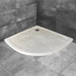 Zuhanyzótálca Félköríves Classic Travertin ULTRA FLAT, 90 x 90 x 3 cm