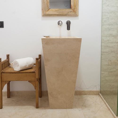 Fürdőszobai mosdókagyló - Classic Travertin BAYK, 42 x 42 x 82 cm