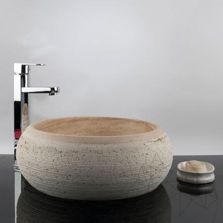 Fürdőszobai mosogató - Klasszikus travertin RS-24, 41 x 15 cm